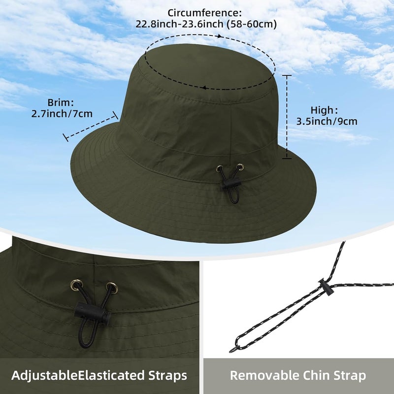 Durio Waterproof Bucket Hats for Woman UPF 50+ Sun Hat UV Protection Packable Rain Hats for Women Lightweight Hiking Hat - Image 3
